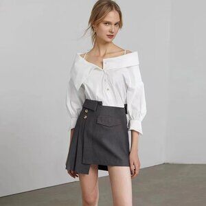 J.ING Oksana Off-Shoulder Asymmetrical Blouse - White